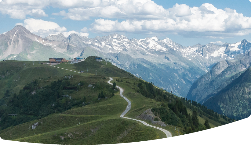 Path along a mountain ridge with a panoramic view